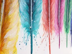 Pintura al óleo plumas pintadas a mano