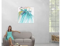 MCW Pintura al óleo Vestidos verdes pintados a mano Multicolor