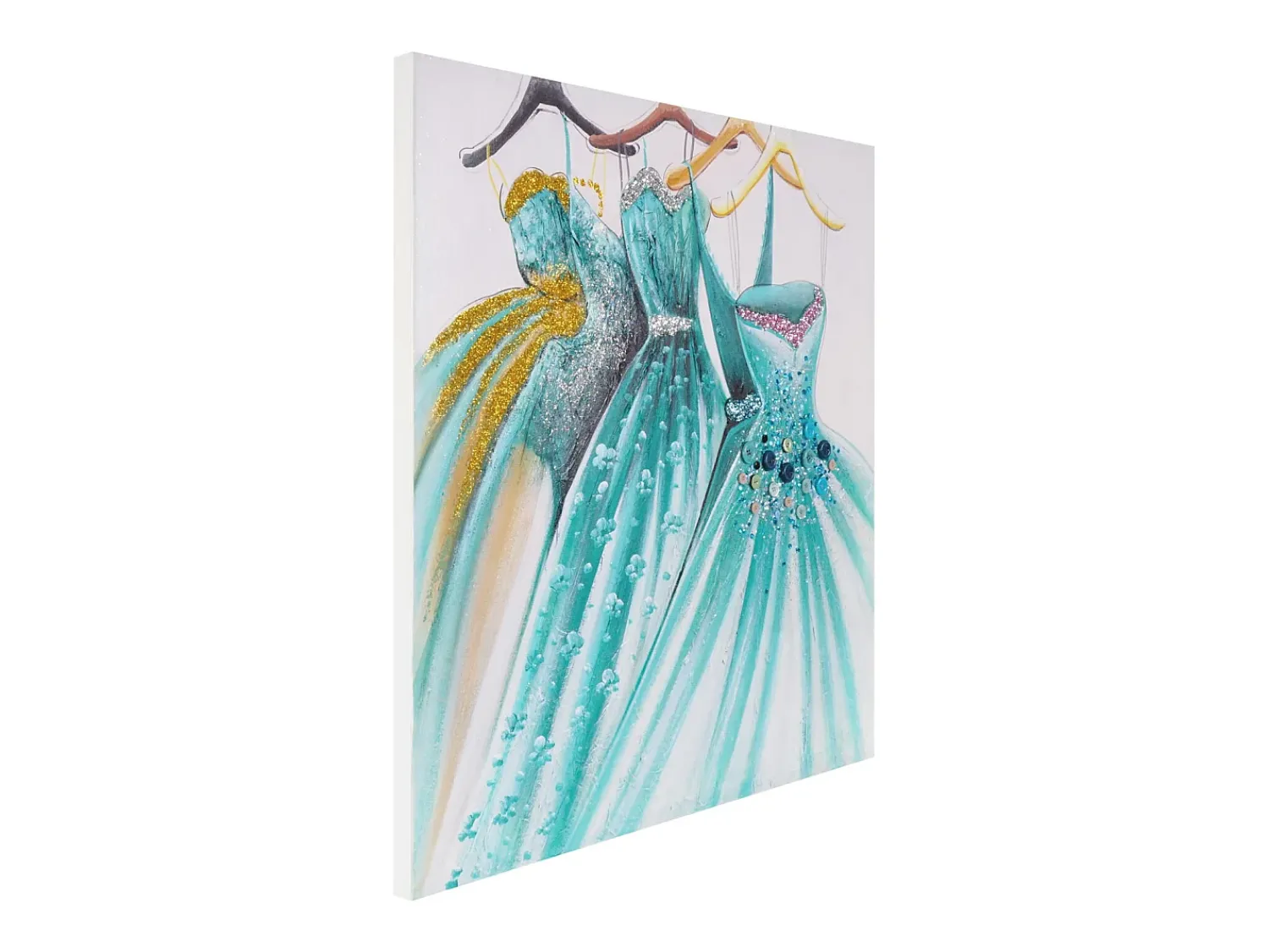 MCW Pintura al óleo Vestidos verdes pintados a mano Multicolor