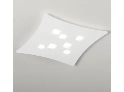 Sale Plafón Isotta moderno 7 luces GX53 - Plafón curvo de metal 62x69cm, diseño geométrico, máx 7x8W, IP20, bombillas excluidas Blanco