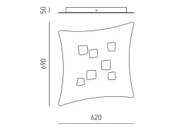 Sale Plafón Isotta moderno 7 luces GX53 - Plafón curvo de metal 62x69cm, diseño geométrico, máx 7x8W, IP20, bombillas excluidas Blanco
