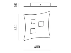 Clearance Plafón Isotta moderno 3 luces GX53 gris tórtola - Plafón curvo de metal 40x44cm, diseño geométrico, máx 3x8W, IP20, bombillas excluidas Marru00f3n chocolate