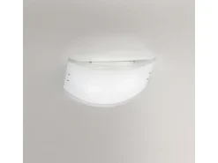 Sale Plafón Lecce de cristal satinado 32,5x23cm, 2 luces E27 max 42W, IP20, estructura de metal con detalles cromados, bombilla no incluida Blanco