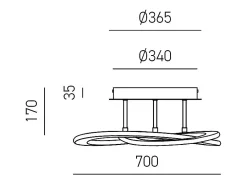 Plafón LED moderno Yara 50W regulable 4000K luz cálida, diseño aro de aluminio blanco 70x17cm, 2400lm, LED integrado IP20