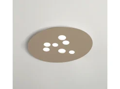 Plafón Luna de metal gris tórtola 72,5x60cm, 7 luces GX53 máx 7x8W, IP20, diseño moderno redondo, bombillas no incluidas