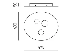 Aplique Para Pared^Plafón Luna de metal gris tórtola 47,5x40cm, 3 luces GX53 máx 3x8W, IP20, diseño moderno redondo, bombillas no incluidas Marru00f3n chocolate