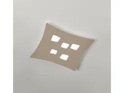 Plafón moderno Isotta 5 luces GX53 gris tórtola - Plafón curvo de metal 50x55cm, diseño geométrico, máx 5x8W, IP20, bombillas excluidas