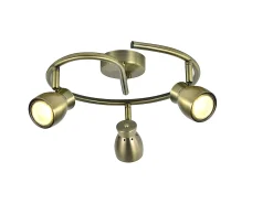 AKUNADECOR Plafón^Plafon 3 Focos Articulables Modelo Chacho Cuero Para Baño, Dorado
