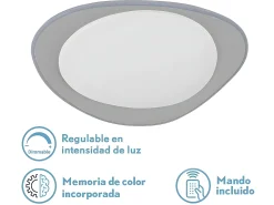 AKUNADECOR Plafón^Plafon Daire Led 72w Regulable Control Remoto Gris