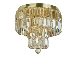 Plafoniera Classica Impero Acciaio Ottone Vetro 4 Luci E14