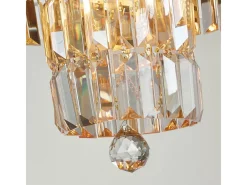 Plafoniera Classica Impero Acciaio Ottone Vetro 4 Luci E14
