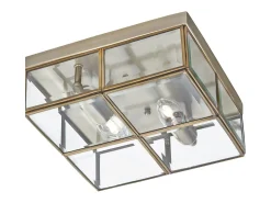 Plafón^Plafoniera Contemporanea Pisa Acciaio Ottone Vetro 2 Luci E14 Camel