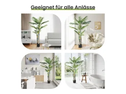 Planta artificial al aire libre con maceta, palmera 180 cm, 3 troncal y 18 hojas, decoración sala de estar dormitorio patio de la oficina del patio de la oficina