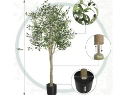 DripeX Planta Artificial^Planta artificial de oliva de 180 cm, decoración de plantas s falsas, removible, para el jardín de balcón de salón de dormitorio de la casa Verde
