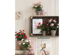 Clearance Mobilibrico Planta artificial de Poliéster y terracota - Ø25 x 33 - - ROSEBUSH Blanco