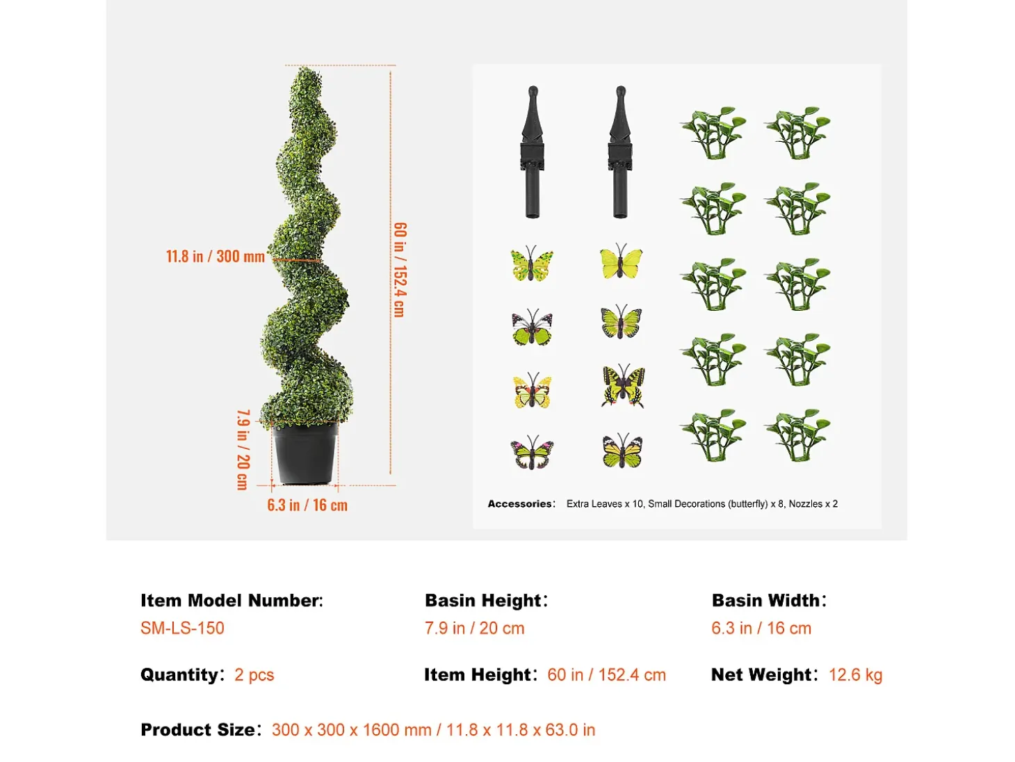 Planta Artificial, SucceBuy 150 cm Boj Artificial Topiario, Resistente a los Rayos UV, Decoraci贸n para el Hogar, 2 Unidades