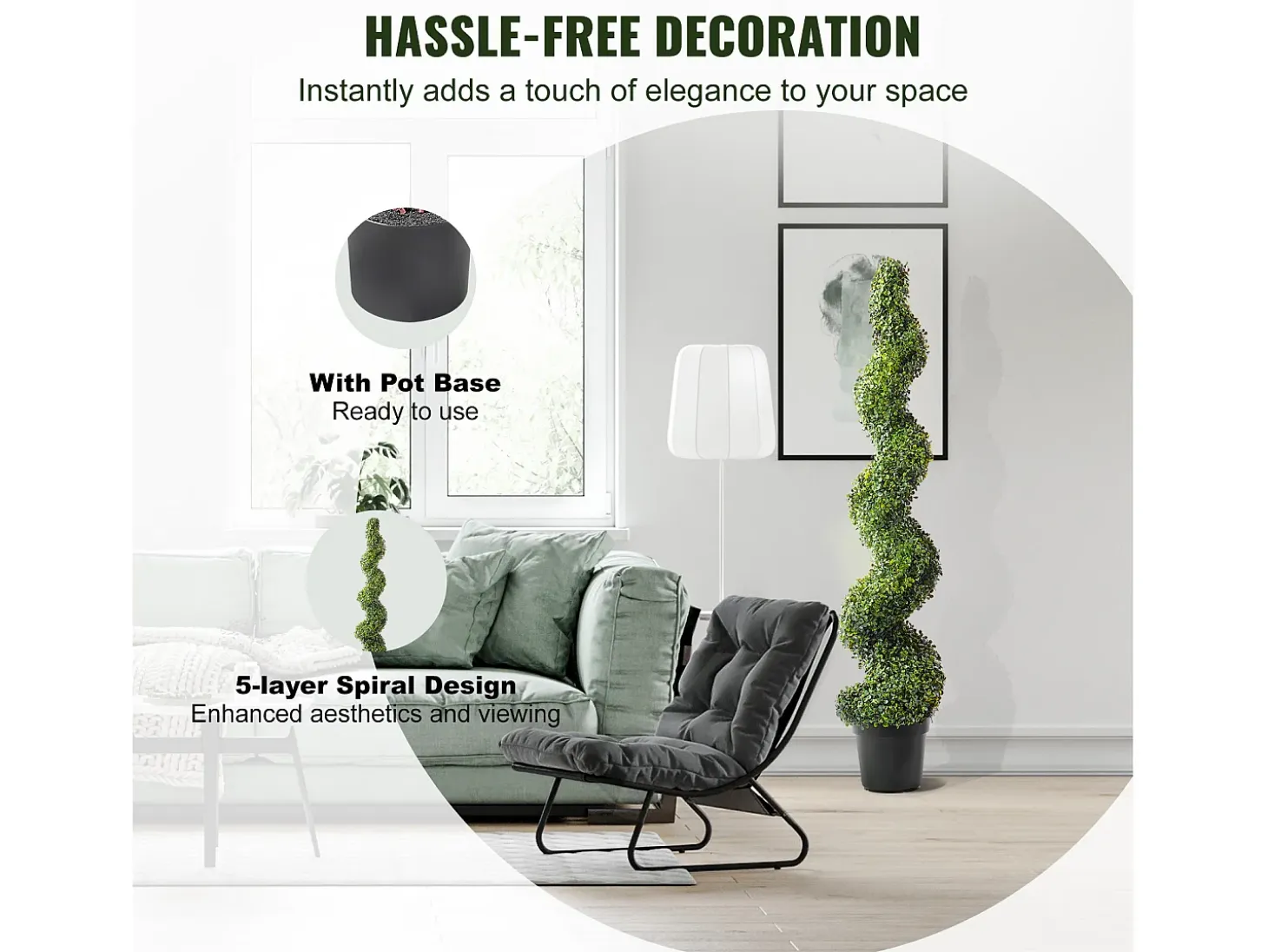 Planta Artificial, SucceBuy 150 cm Boj Artificial Topiario, Resistente a los Rayos UV, Decoraci贸n para el Hogar, 2 Unidades