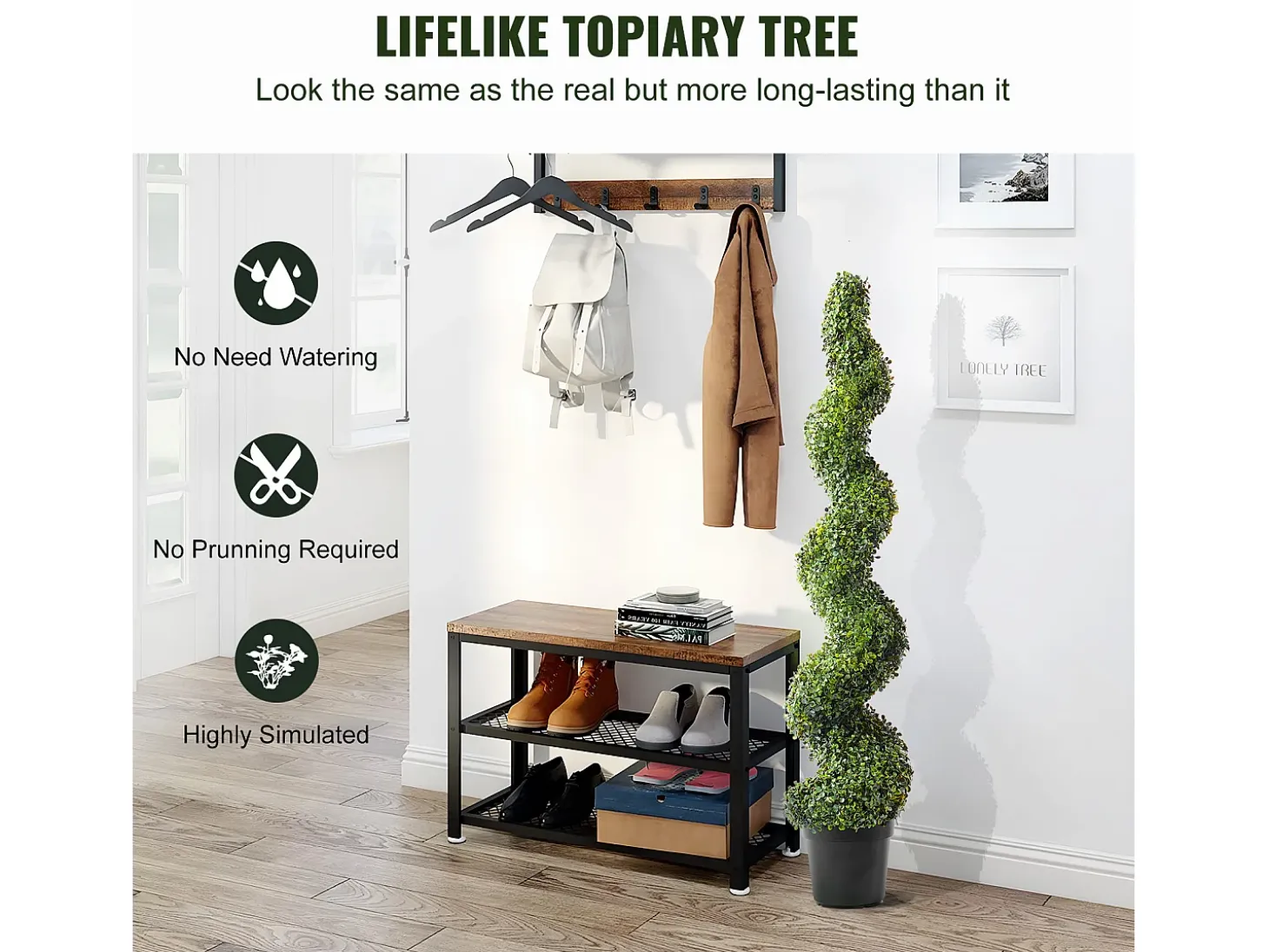 Planta Artificial, SucceBuy 150 cm Boj Artificial Topiario, Resistente a los Rayos UV, Decoraci贸n para el Hogar, 2 Unidades