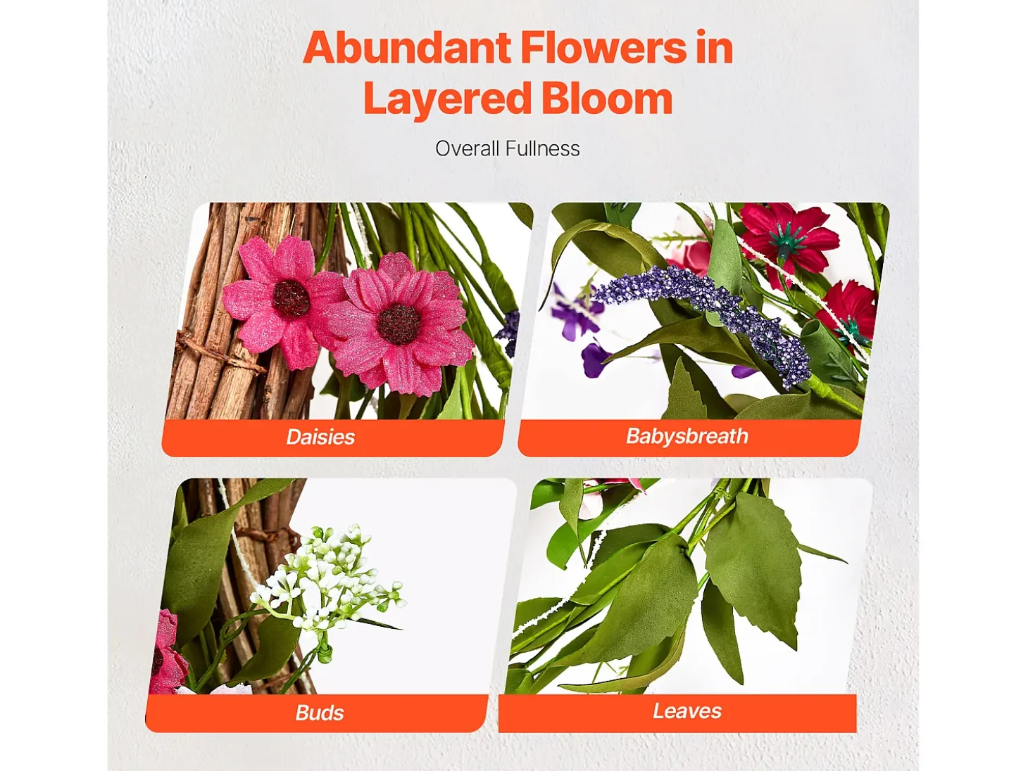 Planta Artificial, SucceBuy Corona Artificial de 55,88 cm, Decoración Rosa y Verde para todas las Estaciones