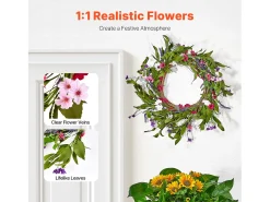 Planta Artificial, SucceBuy Corona Artificial de 55,88 cm, Decoración Rosa y Verde para todas las Estaciones