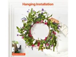 Planta Artificial, SucceBuy Corona Artificial de 55,88 cm, Decoración Rosa y Verde para todas las Estaciones