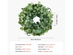 Planta Artificial^Planta Artificial, SucceBuy Corona Artificial de 66,04 cm, Hojas de Eucalipto , para todo el Año Verde