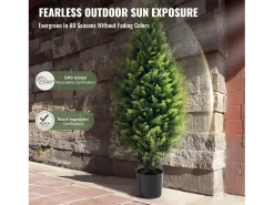 Planta Artificial, SucceBuy Paquete de 2 Árboles Topiarios Artificiales de Cedro de 91 cm Resistentes a los Rayos UV para Decoración Interior/Exterior Verde