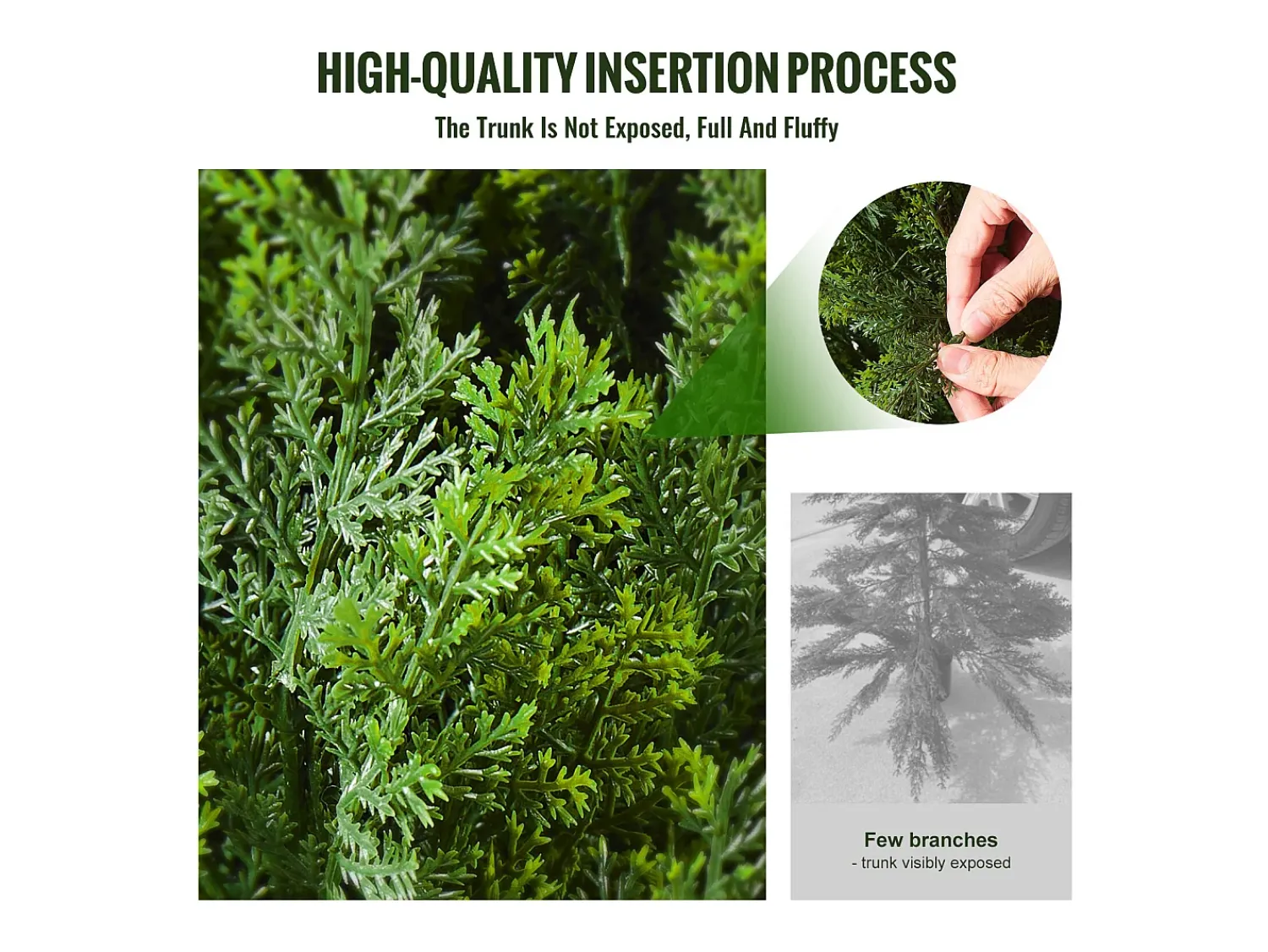 Planta Artificial, SucceBuy Paquete de 2 Árboles Topiarios Artificiales de Cedro de 91 cm Resistentes a los Rayos UV para Decoración Interior/Exterior Verde