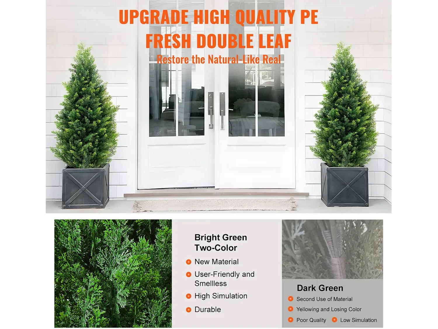 Planta Artificial, SucceBuy Paquete de 2 Árboles Topiarios Artificiales de Cedro de 91 cm Resistentes a los Rayos UV para Decoración Interior/Exterior Verde