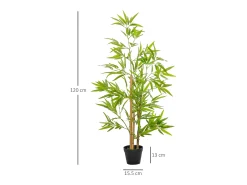 Planta Artificial^Planta de bambú artificial de 120 cm con maceta decorativa (15,5 x 15,5 x 120 cm) Verde