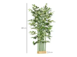Planta Artificial^Planta de bambú artificial, 180 cm, en maceta de madera de pino, para interior y exterior, decorativa, (35 x 35 x 180 cm) Verde