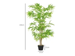 Planta de bambú artificial, 150 cm, con musgo artificial, plástico, verde (17x17x150 cm)