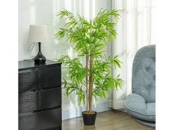 Planta de bambú artificial, 150 cm, con musgo artificial, plástico, verde (17x17x150 cm)