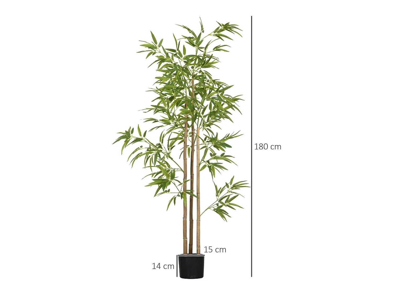 Best Planta de bambú artificial, hojas densas, plástico, (15x15x180cm) Verde