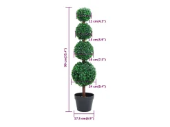 Planta Artificial^Planta de boj artificial forma de bola con maceta 90 cm ES405993 Verde