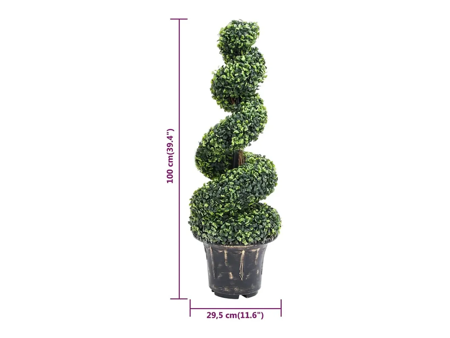 Sale Planta de boj artificial en espiral con maceta de 100 cm Verde