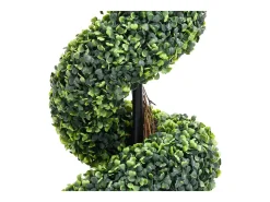 Planta de boj artificial en espiral con maceta verde de 89 cm