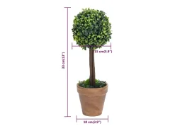 Plantas artificiales de boj (2 unidades, con macetas, bola verde, 33 cm)