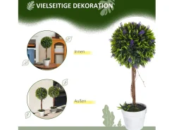 Sale Plantas artificiales de lavanda, 2 piezas, con maceta y musgo artificial, 60 cm, (24 x 24 x 60 cm) Verde