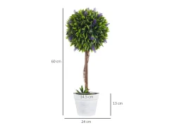 Sale Plantas artificiales de lavanda, 2 piezas, con maceta y musgo artificial, 60 cm, (24 x 24 x 60 cm) Verde