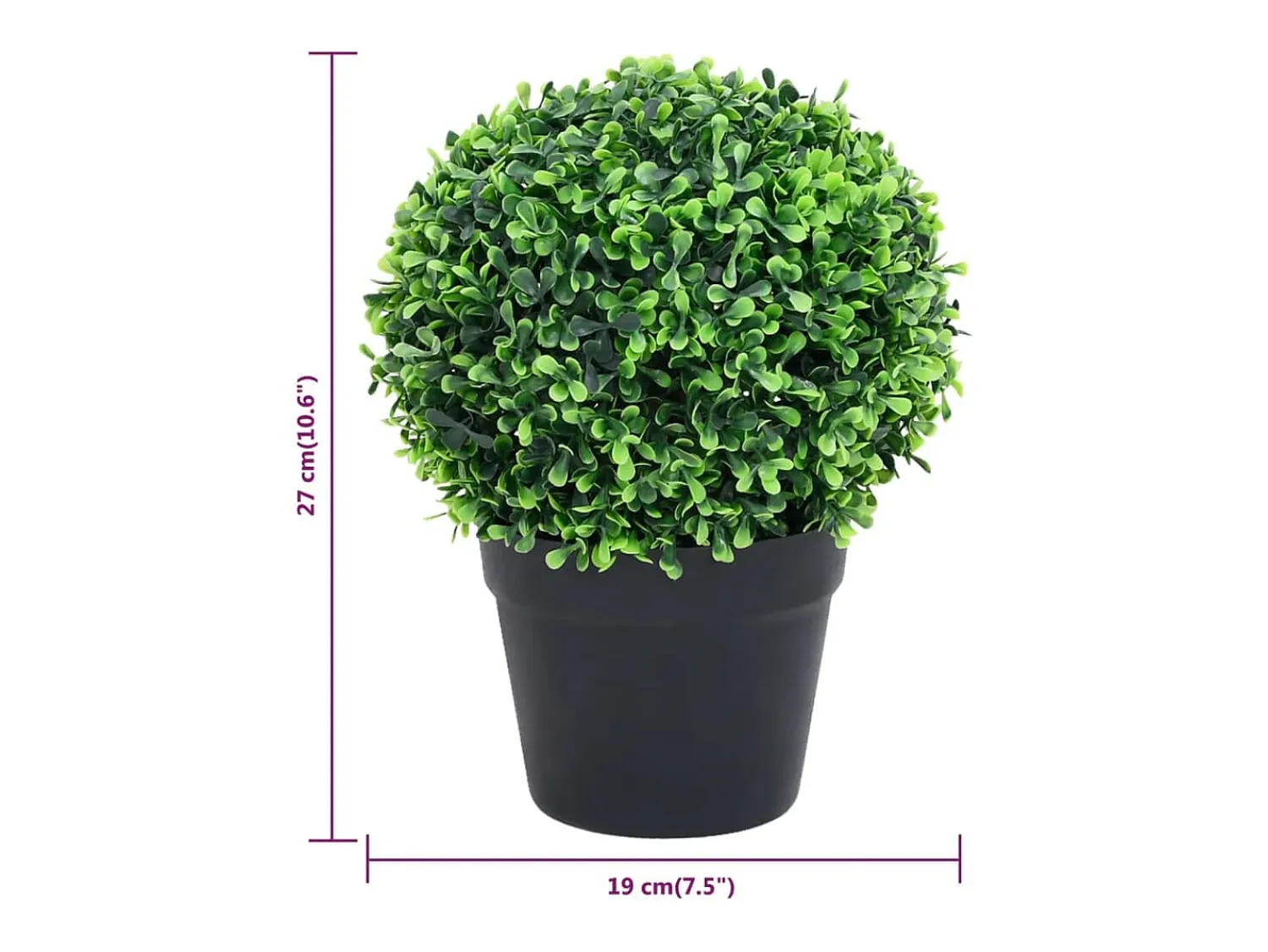 Planta Artificial^Plantas de Boj Artificiales 2 piezas con Maceta Bola 27 cm Verde