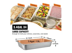 Vajilla^Plato, SucceBuy - Sartén Vaporera de Acero Inoxidable de 10,1 CM de Profundidad con Tapa, 13 L, Antiatasco, Paquete de 4