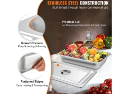 Vajilla^Plato, SucceBuy - Sartén Vaporera de Acero Inoxidable de 10,1 CM de Profundidad con Tapa, 13 L, Antiatasco, Paquete de 4