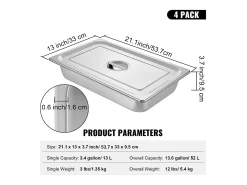 Vajilla^Plato, SucceBuy - Sartén Vaporera de Acero Inoxidable de 10,1 CM de Profundidad con Tapa, 13 L, Antiatasco, Paquete de 4