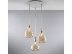 Pluvia Lámpara colgante de hierro con cristal pyrex ámbar 3 luces 141 Ø50 BL264-S3-AM