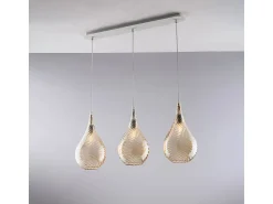 Outlet Pluvia Riel de hierro con cristal pyrex ámbar 3 luces L.75 X 10 BL264-BIN3-AM Amarillo