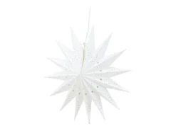 Poinsettia Lindvallen con colgante de papel claro Ø51cm blanco.