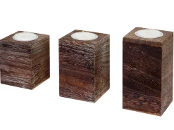 Outlet MCW Portacandelitas -C58 (3 piezas), marrón Marru00f3n