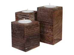 Outlet MCW Portacandelitas -C58 (3 piezas), marrón Marru00f3n