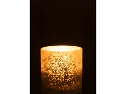 LANA DECO Portavelas Y Vela^Portavelas cilindro agrietado cristal Alt. 15 cm Gris